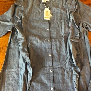 Button Down Ruffle Top